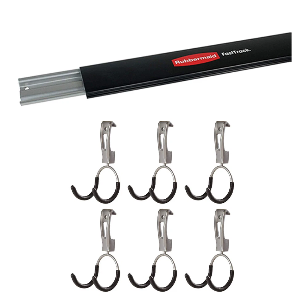 Rubbermaid FastTrack Wall S Hook 2 Handle Tool Storage Organizer Rack (4 Pack)