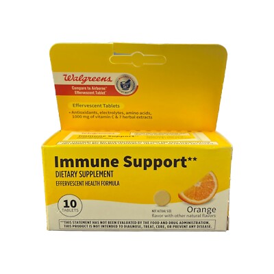 Walgreens Immune Support Dietary Supplement, Orange Flavored, 10 Tablets, 03/26