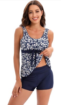 Set Maillot De Bain Tankini Femme - Noir Et Blanc Rayé - Taille L