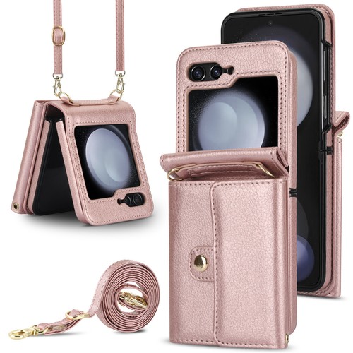 For Samsung Z Flip 6 /5 Shoulder PU Leather Card Holder Wallet Bag Phone Case - 第 5/70 張圖片