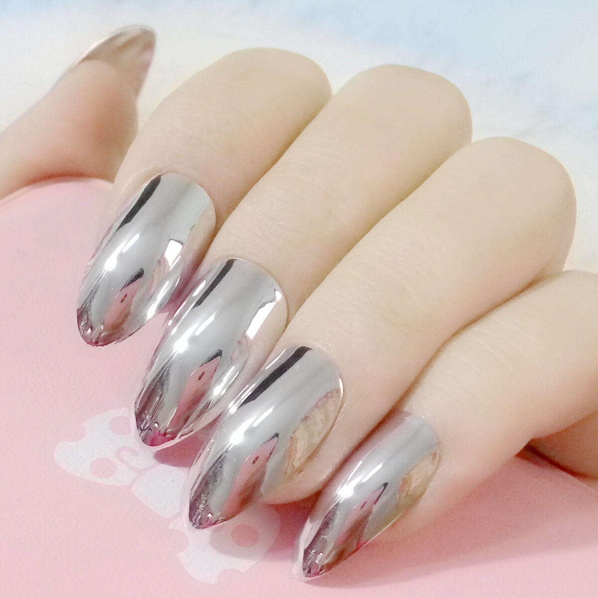 Getaway Car/ Chrome/ Silver Nails/ Reflective Nails/ Glossy 