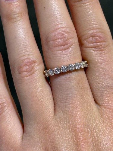14k Oro Rosa Laboratrio Cresciuta Diamante Rotondo 3.26ct Anello VS1 Eternity 6 - Foto 2 di 14