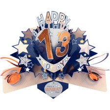 Happy 13th Birthday 13 Today Pop-Up Greeting Card Love Kate's Pop Up Cards Him