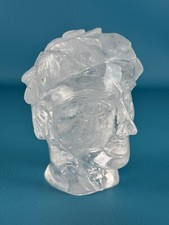Statua In Pietra Minerale Scultura Testa In Quarzo Ialino 13cm