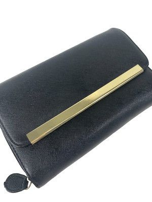 Mundi Womens Slim Wallet Clutch With Safe Keeper RFID Card Trifold Black New
