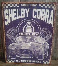 Shelby Cobra American Muscle Car Auto Tin Metal Sign Wall Garage Classic 1962