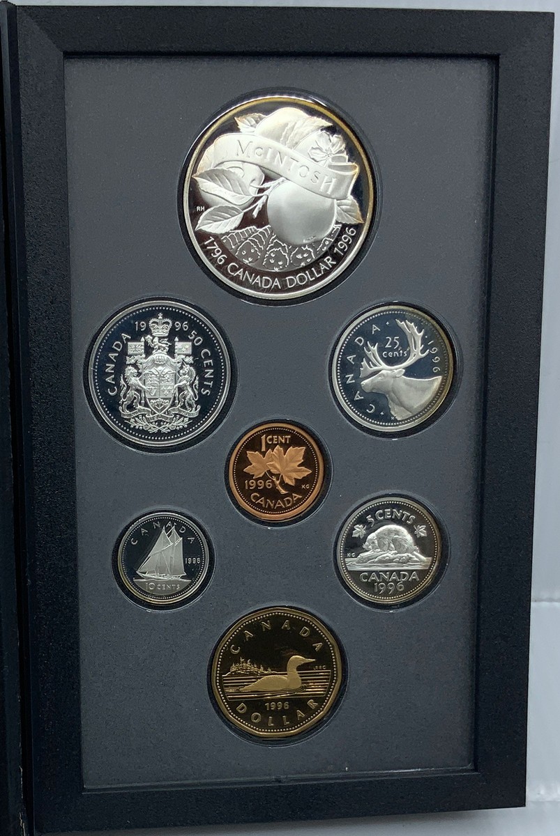 1996 CANADA Elizabeth II McIntosh Old Proof Set of 7 Coins 5 are