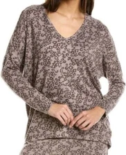 NEW Natori Animal Print Mirage Soft V neck Lounge or Sleep Top Women's SZ M