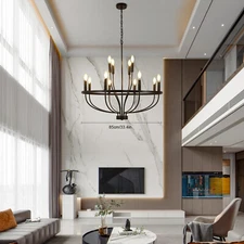 12-Light Modern Ceiling Light Chandelier Pendant Light Fixture Farmhouse Black