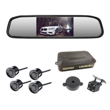 Car Visual Reverse Rear View Mirror Monitor W/Backup Radar Parking Sensor Camera