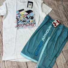 Under Armour Youth Medium 10/12 Stay Cool Blue White Outfit Set NEW