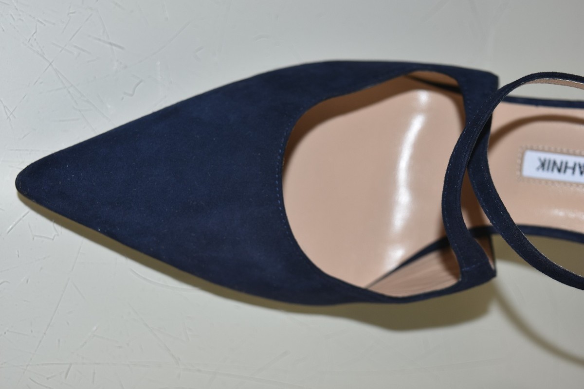 Escarpins Manolo Blahnik UMICE En Daim Marine - Talons Hauts - Taille 41,5 - Neuf Sans Emballage