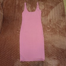 Forever 21 Womens Dress Small Pink Bodycon Tank Mini Ribbed Sleeveless Pullover