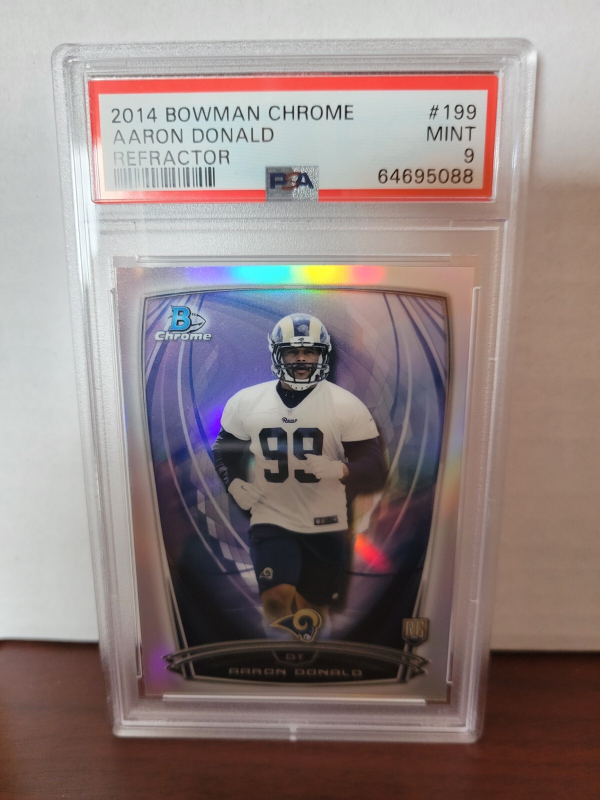 2014 Bowman Chrome #199 Aaron Donald RC Refractor  PSA 9 Low Pop HOF Rams