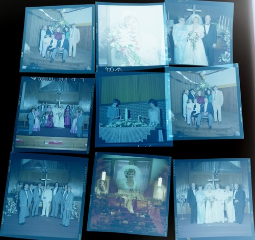 #43 Lot 99 Vtg COLOR Snapshot Photo NEGATIVES Family WEDDING Party Ceremony - Picture 12 of 17