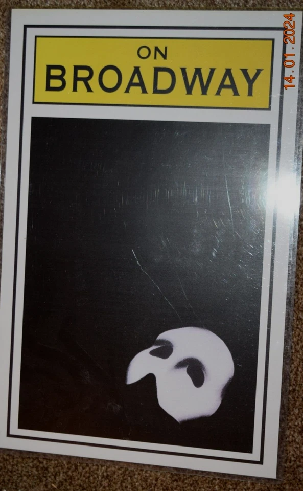 PHANTOM OF THE OPERA "ON BROADWAY" POSTER (11" x 17") Large Plastic Sleeve, New - Image 2 of 3