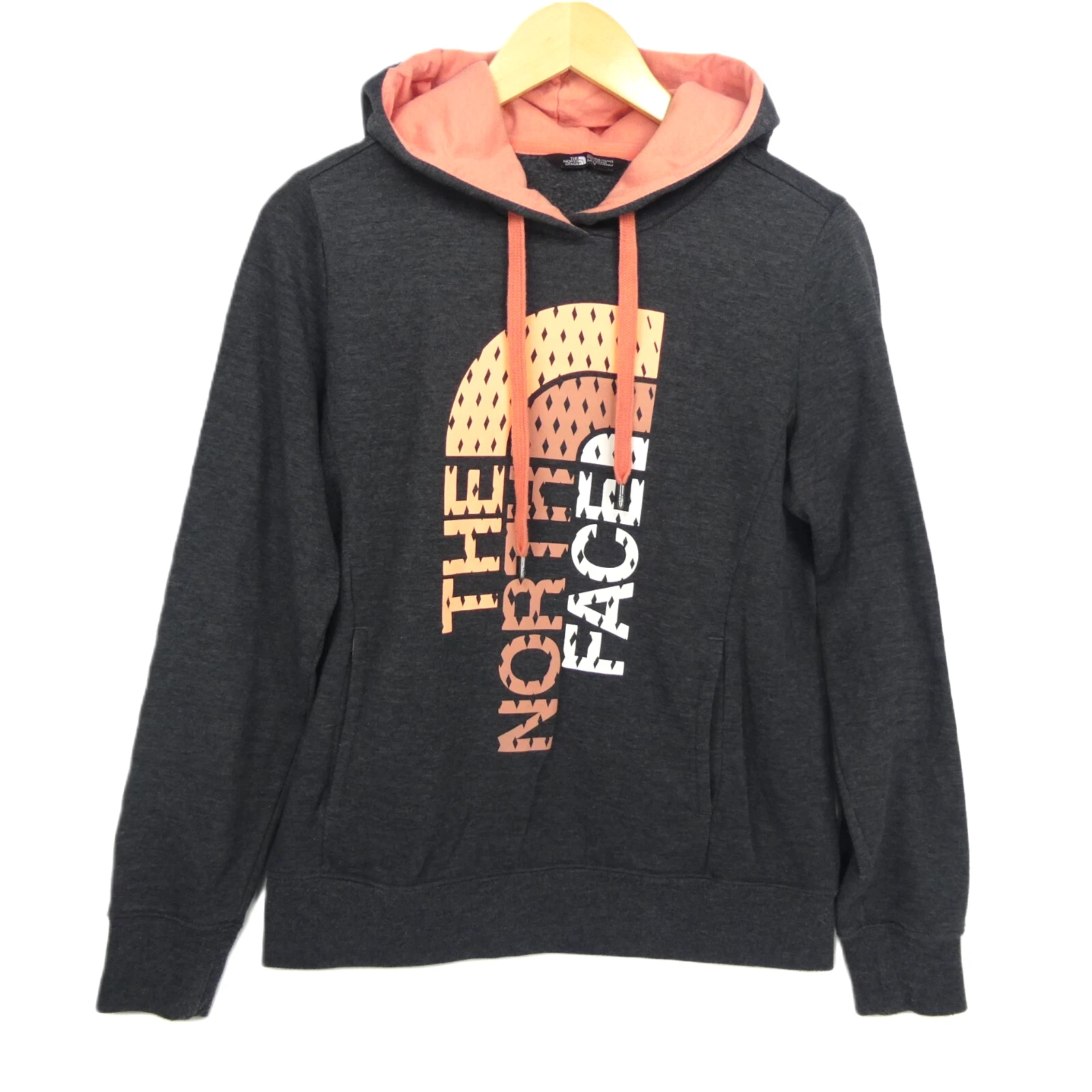 The North Face Women's Gray Pink M Graphic Fleece Pullover Hoodie Sweatshirt