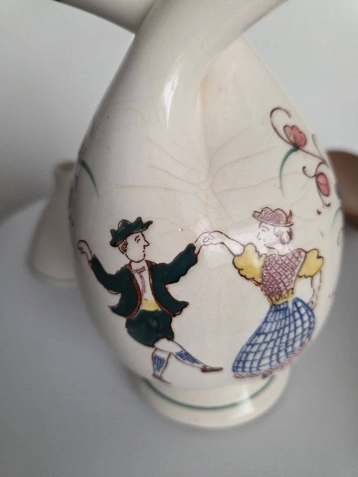 Embudo de cuatro piezas de cerámica aceite y vinagre doble cuello, cuchara para ensalada y tenedor Foto 4 de 4