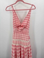 Pre-Owned LoveShackFancy Pink Size 4 Check Print Shift Maxi Sleeveless Dress