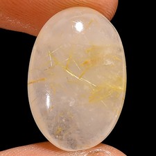 Natural Golden Rutile Quartz Oval Shape Cabochon Gemstone 10 Ct 19X13X5mm X10400