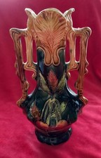 Josef Strnact antike Jugendstilvase Kirsche Majolika Fayence Art Nouveau um 1900