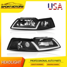 Headlights Pair For 1999-2004 Ford Mustang GT SVT Cobra LED DRL Lamps Left&Right