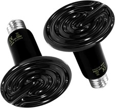 HealSmart Reptile Heat Lamp 100W 2-Pack Ceramic Heat Emitter, No Light Emitti...