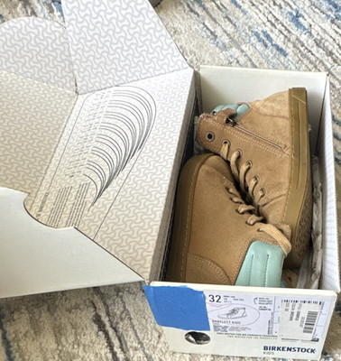 Birkenstock High Top Suede Sneakers Tan/Light Blue Lace-Up Zip Men's