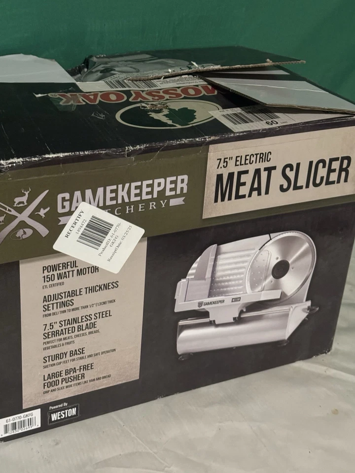 Cortadora de carne eléctrica Weston de 7,5 pulgadas grosor ajustable potente 200 vatios M... Foto 4 de 4