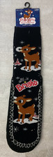 Rudolph Red Nosed Reindeer Mukluks Slipper Socks Vint. NEW w/ Tag All Is Bright