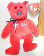 TY Beanie Baby Boston red Sox plush teddy bear 8" Baseball MLB W TAG protector