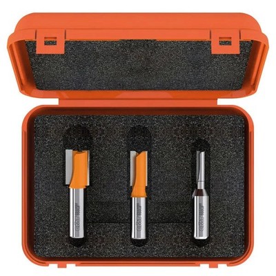 CMT Orange Tools 3-Piece Plywood Groove Bit Sets Carbide Tipped 1/2'' Shank Dia.