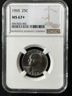 1965  25C Washington Quarter Dollar NGC MS67+  6967826-002