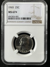 1965 25C Washington quarto di dollaro NGC MS67+ 6967826-002