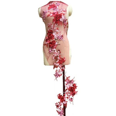 2 Pcs Colorful Lace Embroidery Flower Applique Patch Decals with Pearl Sequin...