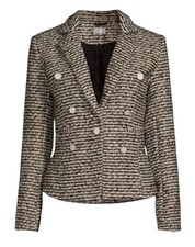 Ecru Women Classy Cream/Brown Tweed Button Accent Blazer NEW Size 10 - MSRP 298