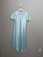 vtg miss elaine nightgown Ice blue Flower Midi Medium NWT Cottage