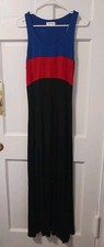 Calvin Klein Colorblock Maxi Dress Blue Red Black Sleeveless Size 8 , 60in Long!