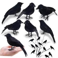 Black Crows Halloween Decor Realistic Feathered Raven Birds 6PCS 6pcs