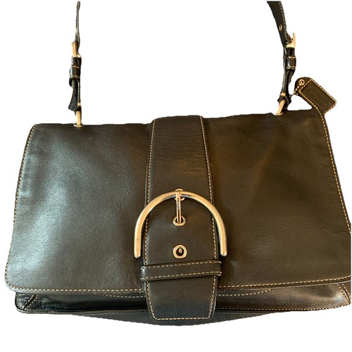 Coach 9741 Black Leather Soho Shoulder Bag, Handbag with Flap & Snap Closure - Picture 3 of 22