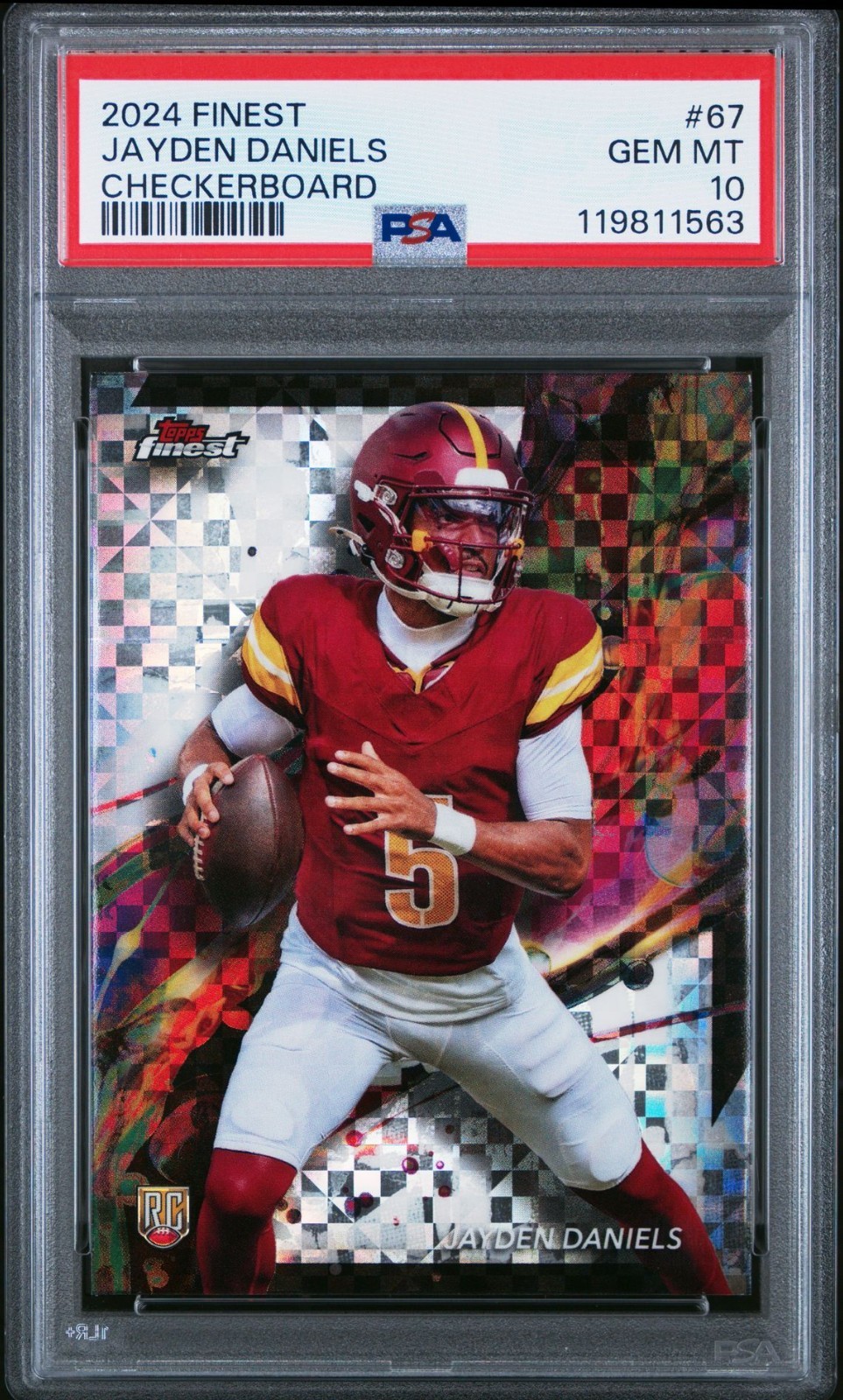 2024 TOPPS FINEST JAYDEN DANIELS CHECKERBOARD RC #67 PSA 10 GEM MINT ROOKIE