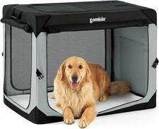 Zomisia 42" Collapsible Dog Crate XL Travel Sided Soft Pet Carrier Kennel Grey