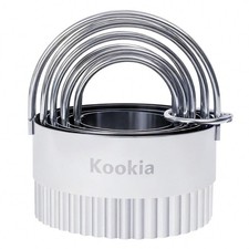 Stainless Steel Biscuit Cutters Set for Baking 5 Pieces  Fluted Round Cook...