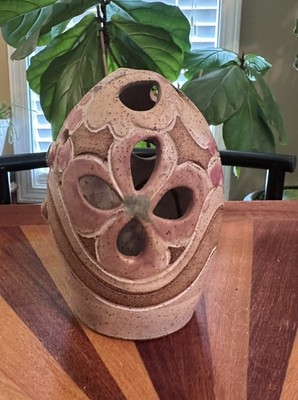 POTTERY Candle Holder Artist Signed Judy Brater 6.5 