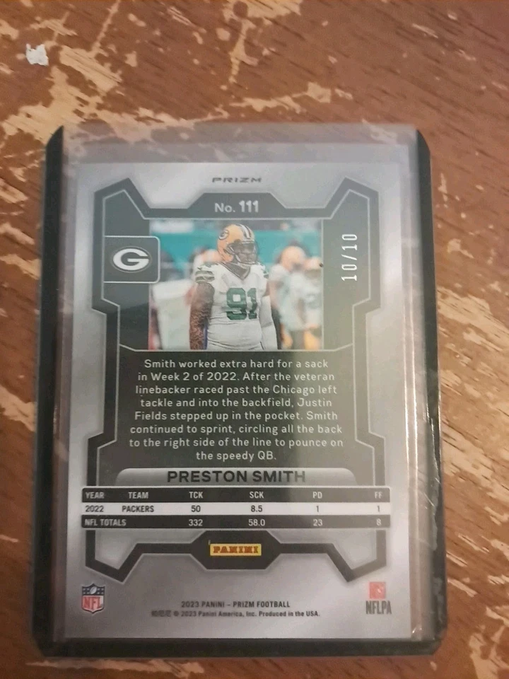2023 Prizm Football Gold Wave Preston Smith 10/10 Ssp - Image 4 of 4