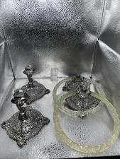 Silver Plastic Art Nouveau Towel Holders And Candle Holder Sets gothic 