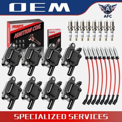 OEM 8 PACK UF413 Ignition Coil + Spark Plug + Wire For Chevrole Silverado GMC