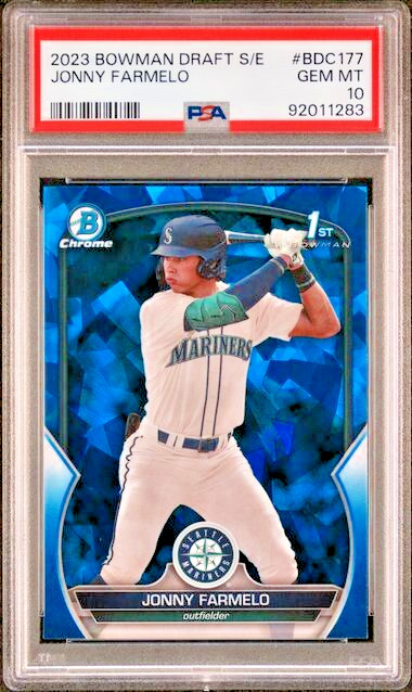 JONNY FARMELO 2023 Bowman Chrome Draft 1st SAPPHIRE REFRACTOR PSA 10 Gem Mint