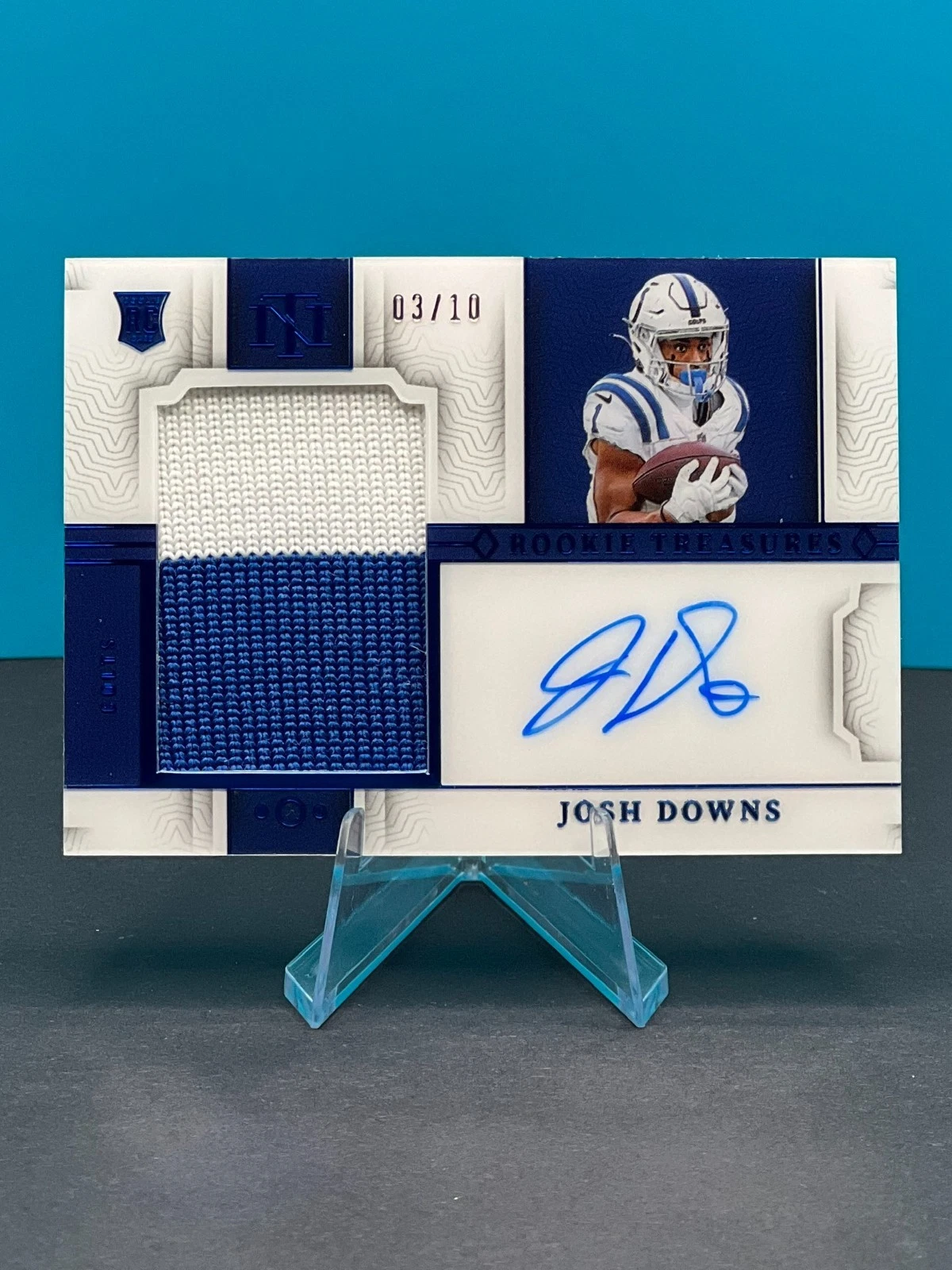 Josh Downs Panini National Treasures Rookie Treasures Autographs #JDS Blue