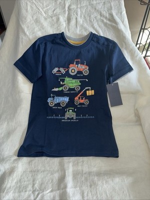 NWT CR Sports Boys Navy Blue Size 4 T-shirt With Tractor Harvester Truck